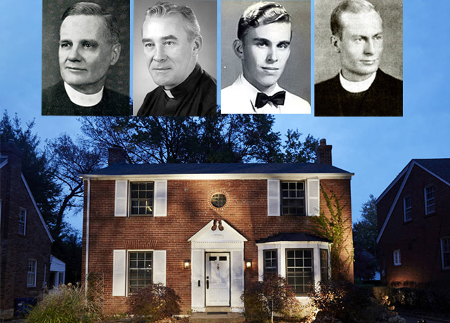 Images of the exorcist house and the Jesuits who led the exorcism.