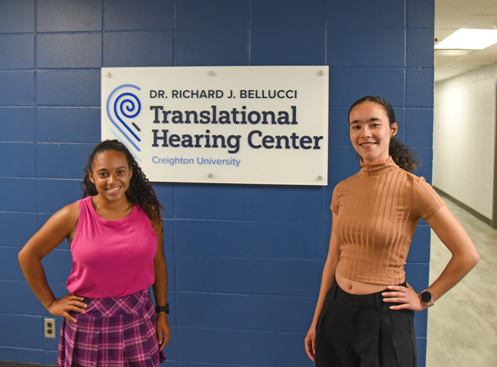 Research interns Kalia Douglas-Micallef, left, and Trinity Goodloe.