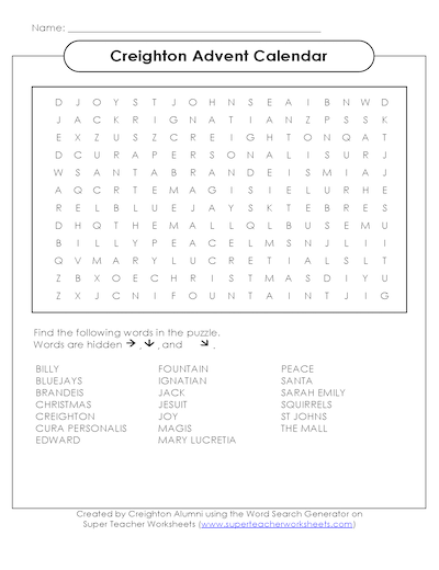 Creighton Advent Word Search