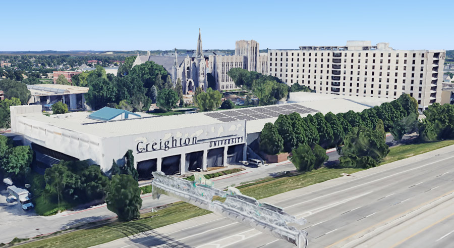 Google earth view of Creighton campus.