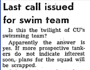Last call headline for swimmers in Creightonian.