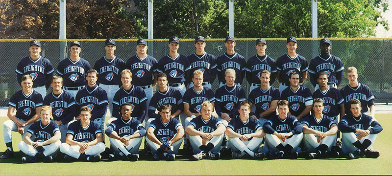 Team photo of the 1991 Creighton men's baseball team