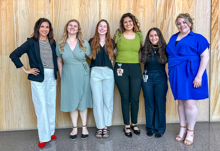 Pictured from left: Christine Bracamonte Wiggs, PhD, MPH, MS; Sarah Batt, Eleanor Johnston, Brittney Jimenez, Nayla Gebara and Gabby Richard, senior manager of Community & Health Advancement with the AZ Blue. Pictured from left: Christine Bracamonte Wiggs, PhD, MPH, MS; Sarah Batt, Eleanor Johnston, Brittney Jimenez, Nayla Gebara and Gabby Richard, senior manager of Community & Health Advancement with the AZ Blue.