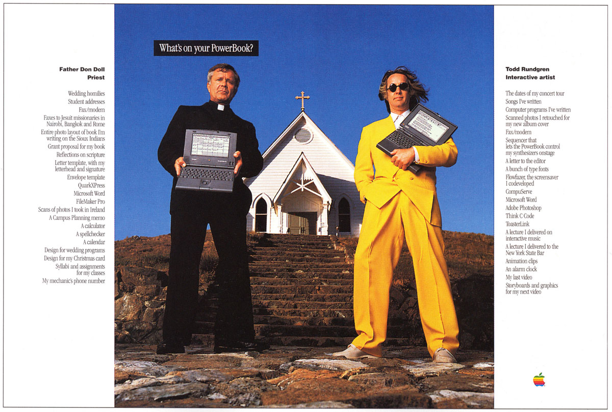 1993 Apple Ad with Fr. Don Doll and Todd Rundgren.