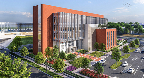 A rendering of the CL Werner Center for Health Sciences Education (opening in 2023).