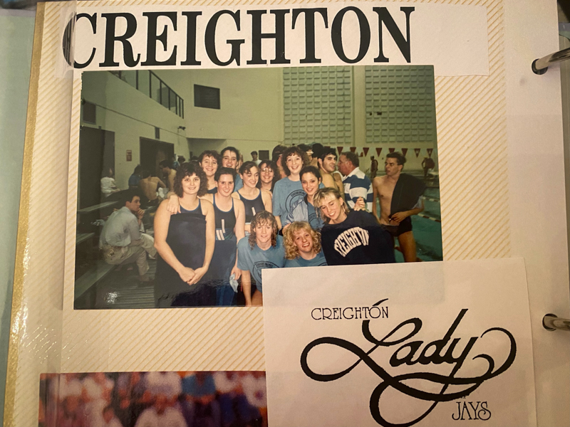 From Julie Bossert Russo's photo album, Creighton's women swim team circa 1989-1990.