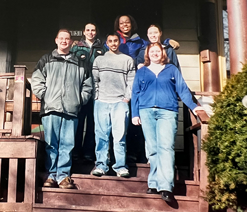 Erin Elliott, top and center, with her service trip team in the '00s.