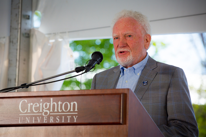 CL Werner speaks at the ceremonial groundbreaking for the Werner Center.