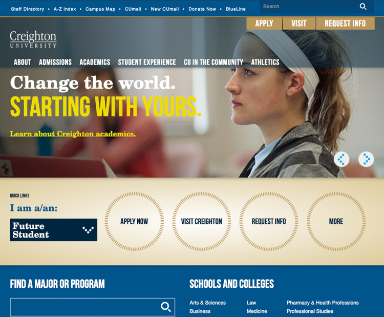 Creighton website in 2014.