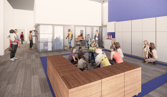 A rendering of the renovated Creighton space at the Highlander Accelerator.