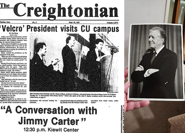Images of Jimmy Carter at Creighton events in 1987.
