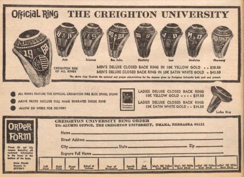 An add from 1968 for a class ring