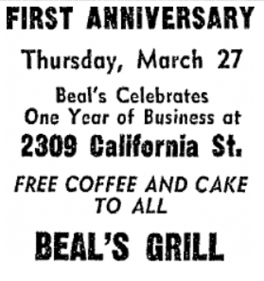 Beal's World-Herald ad from 1941.