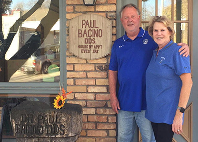 Paul and Jan Bacino outside of dental practice 