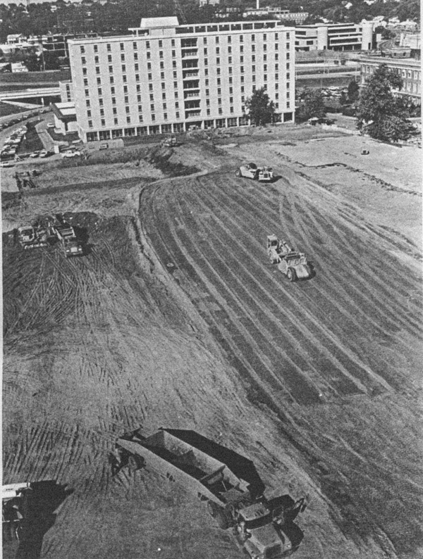 The ground graded for the construction of the KFC.