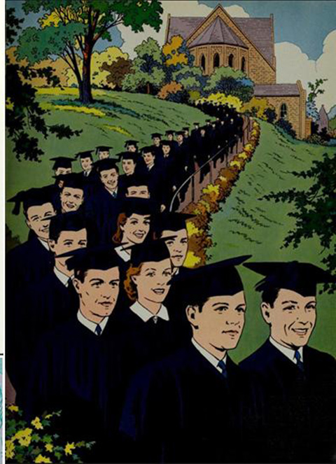 Illustration of Creighton graduation Illustration of Creighton graduation