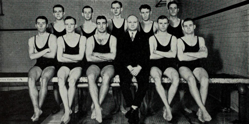 1930 swim team in Old Gym.