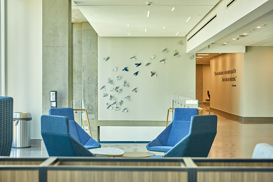 Interior shots of Creighton's health sciences campus in Phoenix.