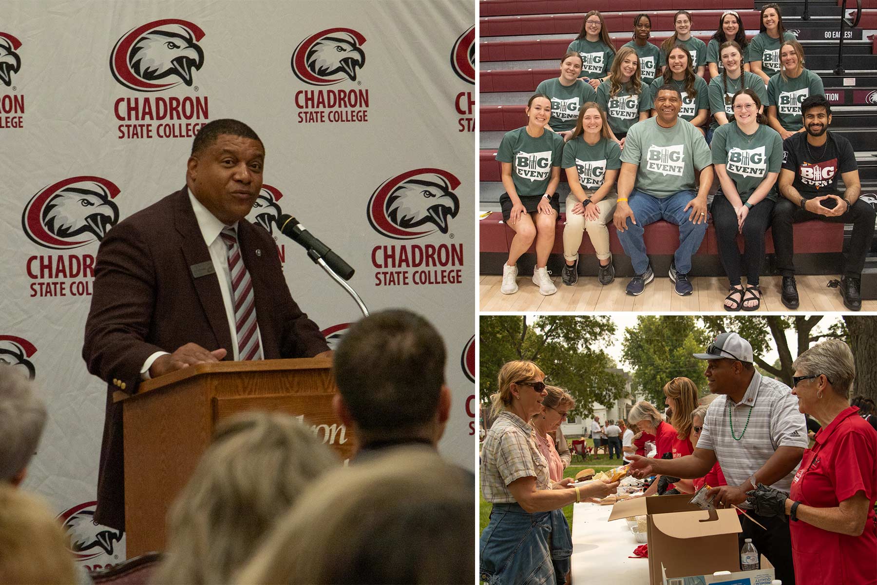 A collage of photos from Ron Patterson's first year as Chadron State president