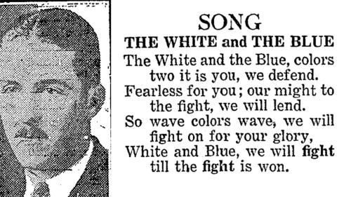 A photo of a man and fight song lyrics