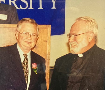 Bill with former Creighton President Fr. Michael Morrison, SJ.