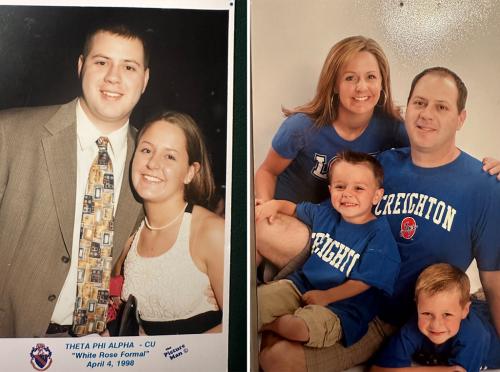 One image of Mary and Mike Freivogel and another image of the Freivogel family