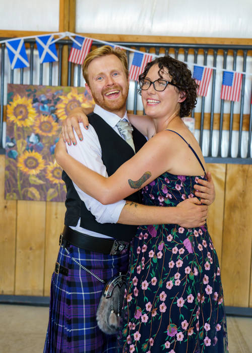 Hailey Austin with her husband, Lewis, at their wedding barn dance in Colorado.