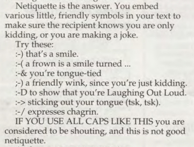 Emoji advice from the Alumnews in 1996.