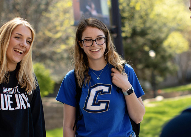 Students talking on campus