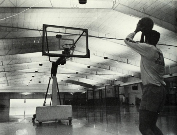 Shooting hoops in the KFC.