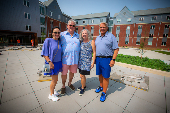 Judy Graves, Lee Graves, Kathy Simpson and Jim Simpson in the courtyard.