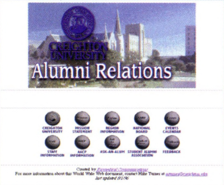 Screengrab of UR website in 1997