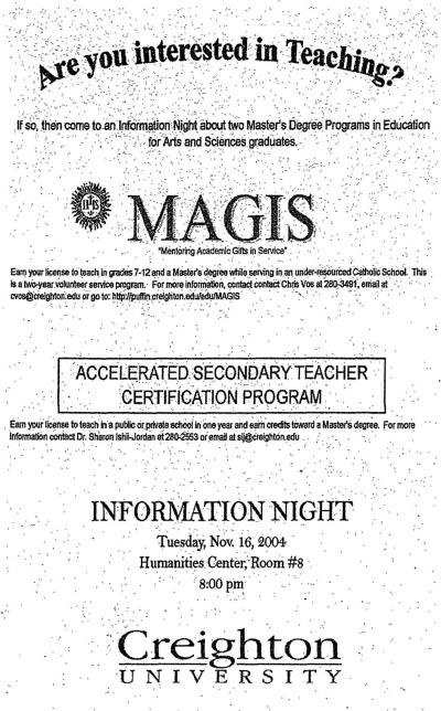 A photo of a flier about a teaching program