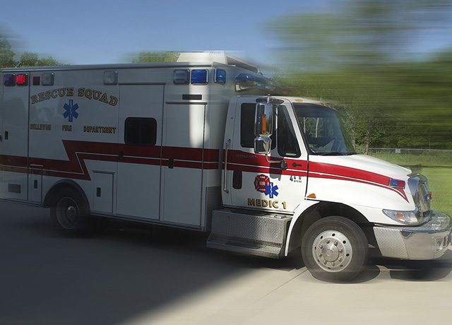Rescue Squad ambulance in motion