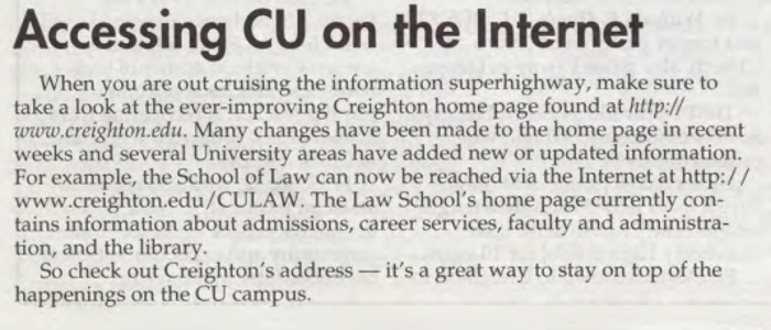 Accessing CU on the Internet headline and article