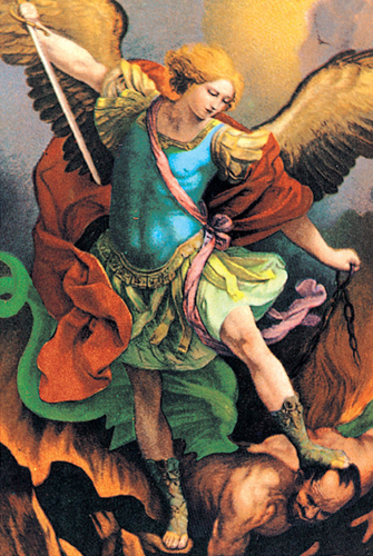 Painting of St. Michael the Archangel defeating Satan