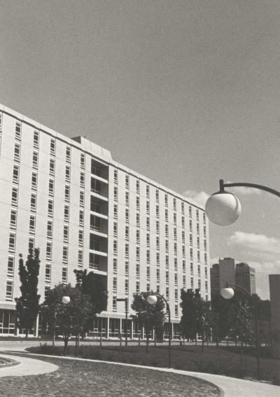 An old photo of a dorm
