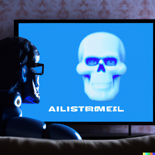 An artificial intelligence watching the Terminator movies on TV.