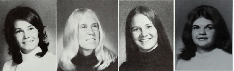 Poopa yearbook photos of Jan, Nancy, Darley and Sandy.