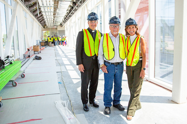 Fr. Hendrickson, CL and Rachel Werner on the FNBO Bridge this past summer.