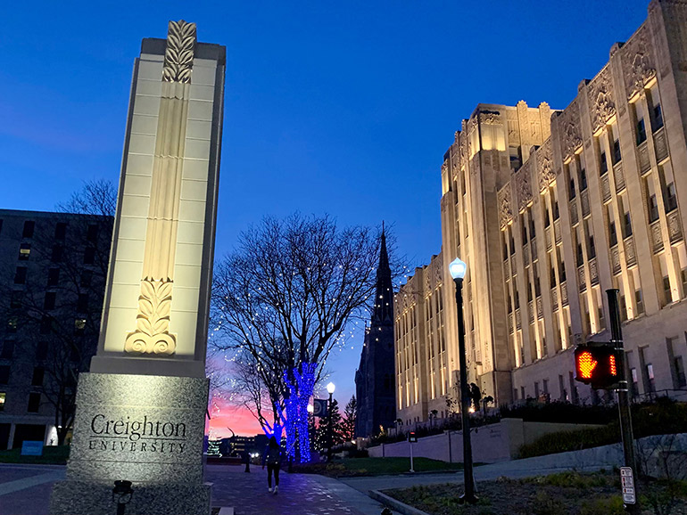 Creighton at Christmas-time.