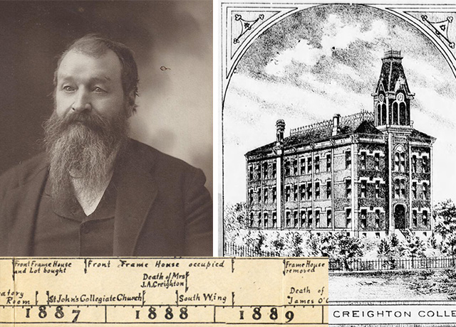 Images of John McCreary and Creighton College.