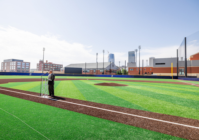 A look at the field as Mayor Ewing speaks.