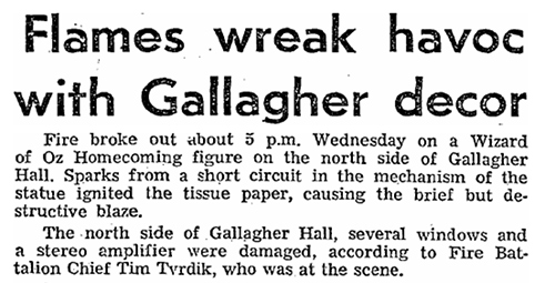 Headline flames wreak havoc with Gallagher decor.
