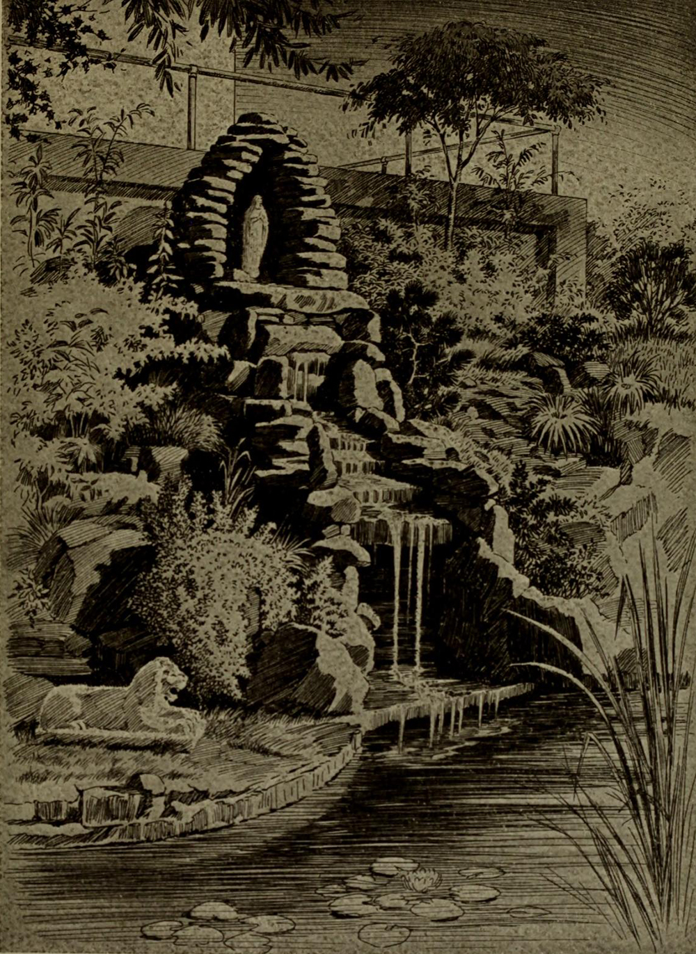 An illustration of the waterfall shrine.