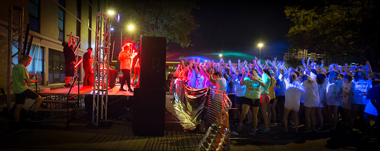 Paint party outside Gallagher Hall.