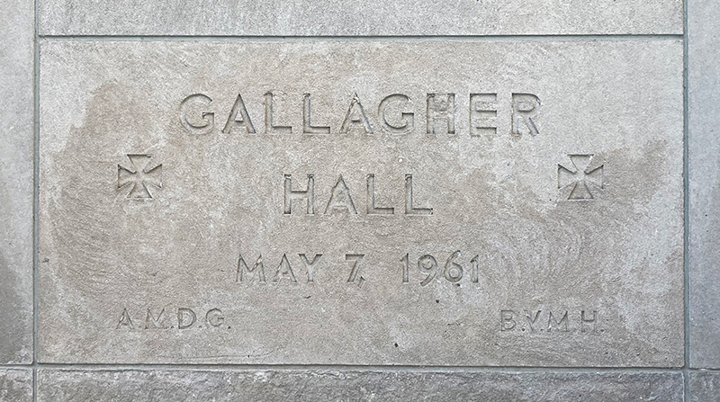 Gallagher Hall cornerstone, dedicated in 1961.