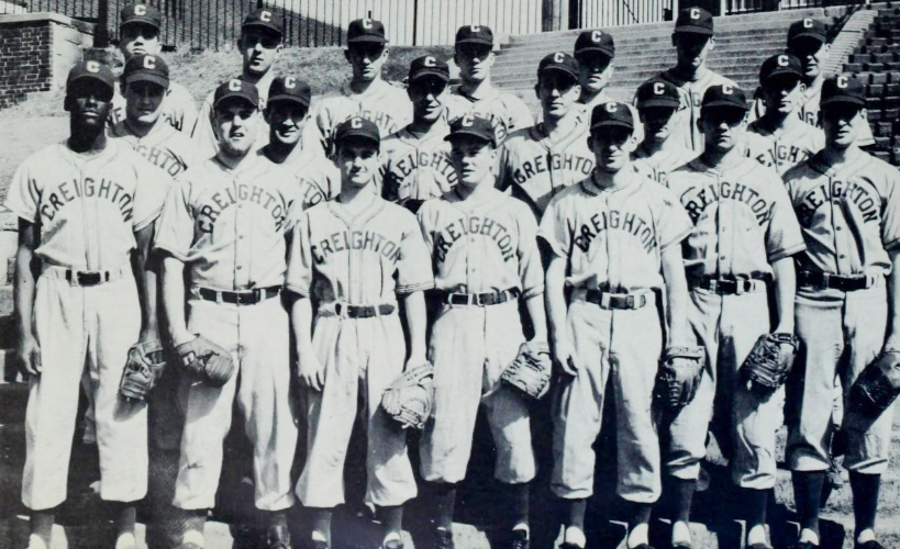 Gibson on the Creighton baseball team in 1957.