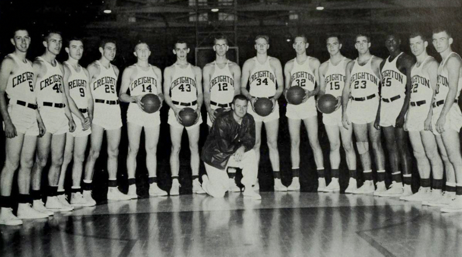 Gibson on the Creighton men's basketball team in 1956.