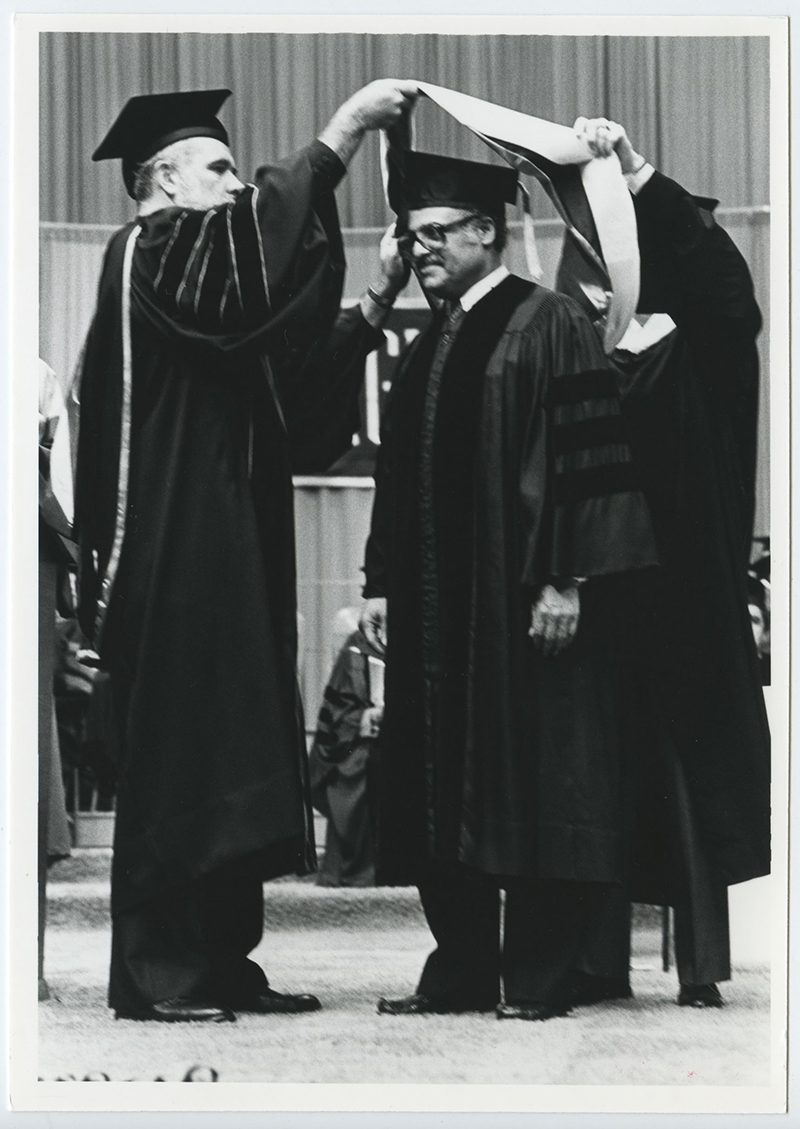 Image of Creighton graduation from the 1980s.